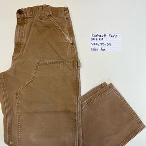 Carhartt Men's Tan Duck Double Front Work Pants - Dungaree Fit - Sz 38x34